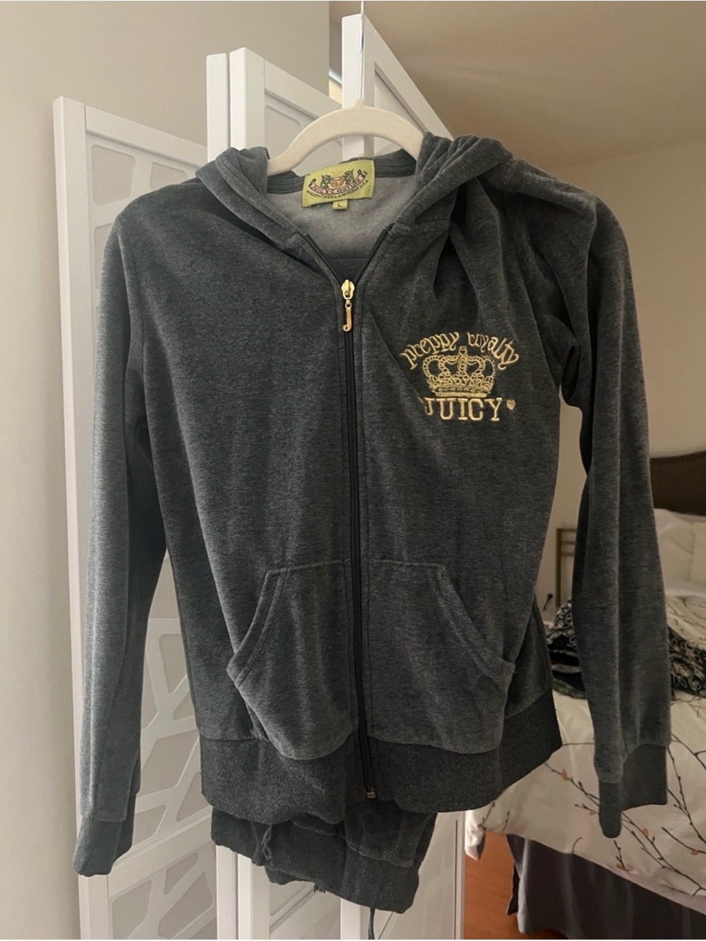 Juicy Couture Gray Velour Zip-Up Hoodie